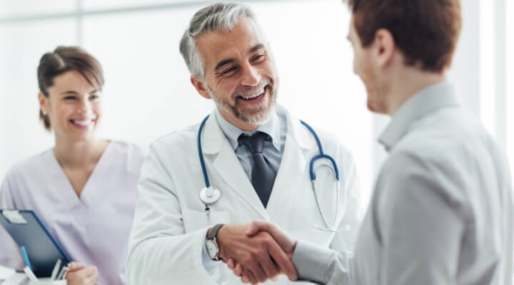 Physicians shaking hands