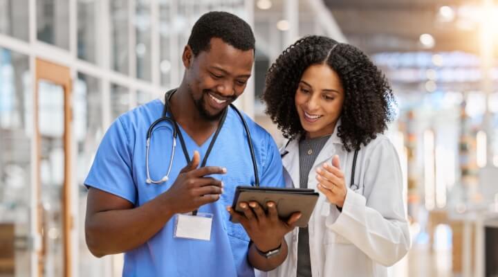 physicians reading chart